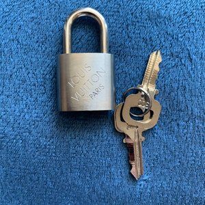 Authentic Louis Vuitton Brushed Silver Lock with 2 keys- Rare Vintage Design